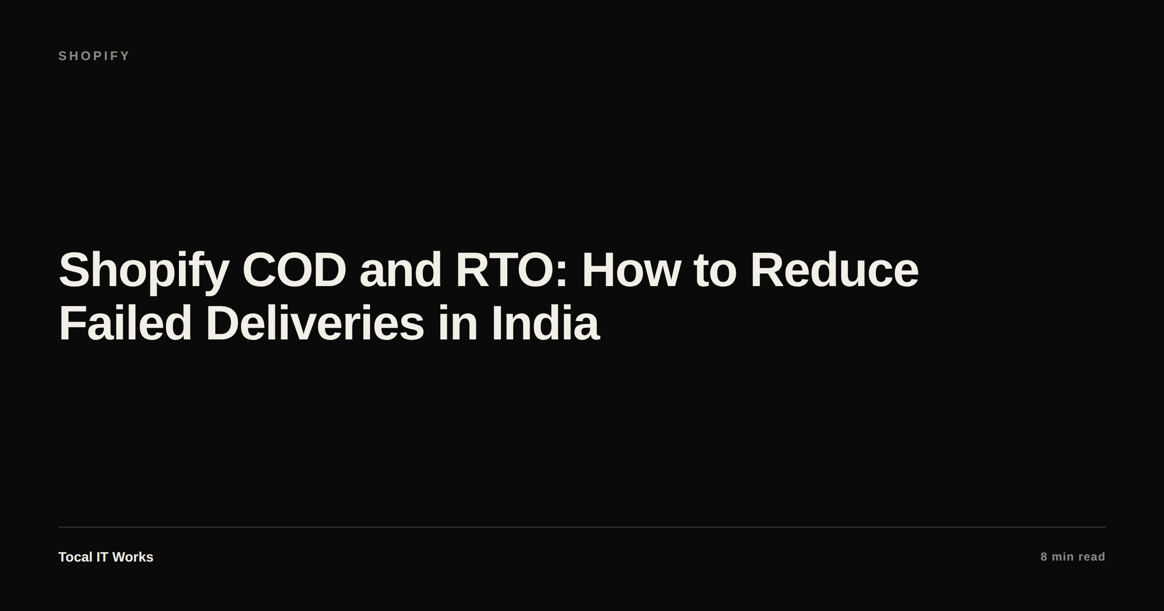 Shopify COD and RTO — how to reduce failed deliveries in India